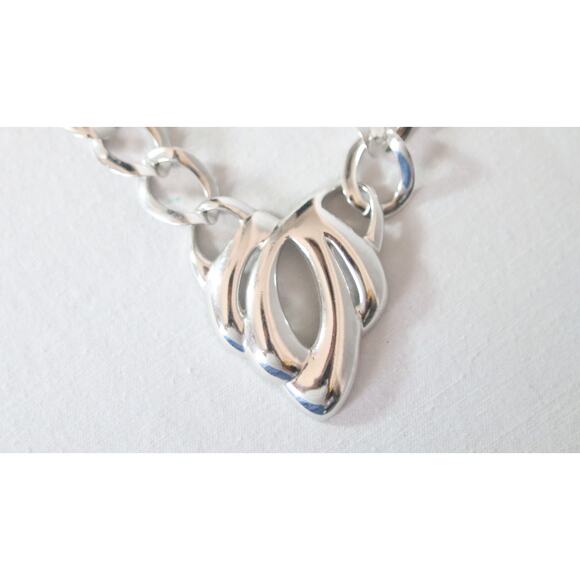 Napier Choker Necklace Silver Tone Big Curb Links With Abstract Pendant - Picture 4 of 9